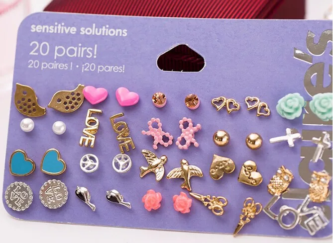 Min Order 10 Claire Stud Earring Pack Set 20 Pairs BirdIcecream Stars 