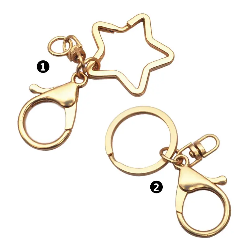 

DIY epoxy resin metal frame DIY Matte Key-chain Accessories Scrub Key Chain Pentagram Round Shape gold pendant bezel setting
