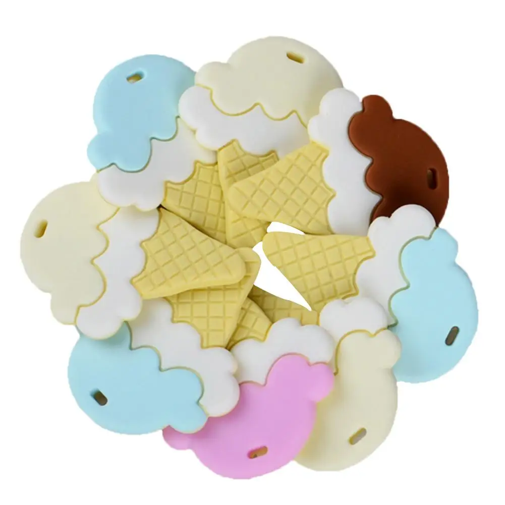Newborn Silicone Teether Ice Cream Baby Ring Teether BPA Free Silicone