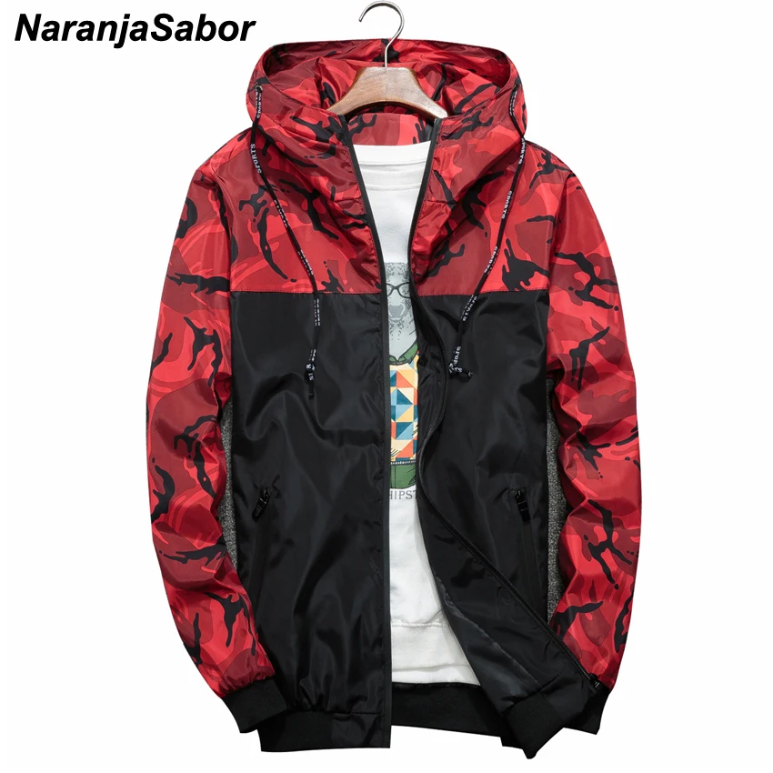 NaranjaSabor Spring Autumn Men's Jackets Camouflage Military Hooded Coats Casual Zipper Male Windbr