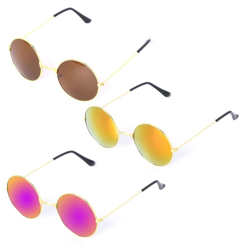 Men Women Retro Vintage Round Mirrored Sunglasses Eyewear Outdoor Sports Glasses