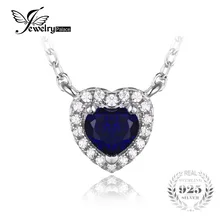 JewelryPalace Corazón Del Océano 0.6ct Creado Azul Zafiro Collar 45 cm Cadena de Plata de Ley 925 Colgante con Solitario 2016