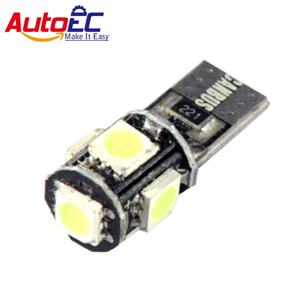

AutoEC 50X T10 5 LED NO Warning Error Canbus W5W 194 5050 SMD Free auto Wedge Car 5Led Light Clearance Bulb 5SMD DC 12V #LB95