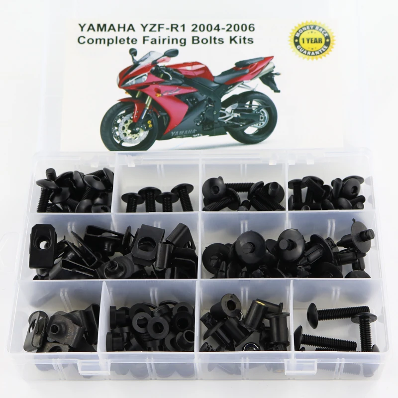 Для Yamaha YZF-R1 YZF R1 2004 2005 2006 Аксессуары для мотоциклов болты обтекаемой формы Наборы винтовые клипсы застежка Сталь с OEM Стиль - Цвет: Black