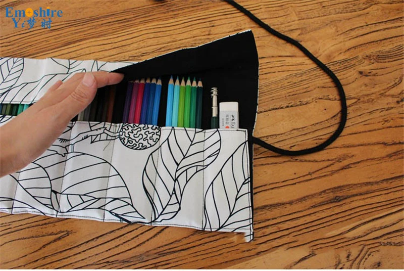 Emoshire Pencils cotton canvas cloth color lead pencil sketch student pen pen with large capacity pencil pencil case (3)