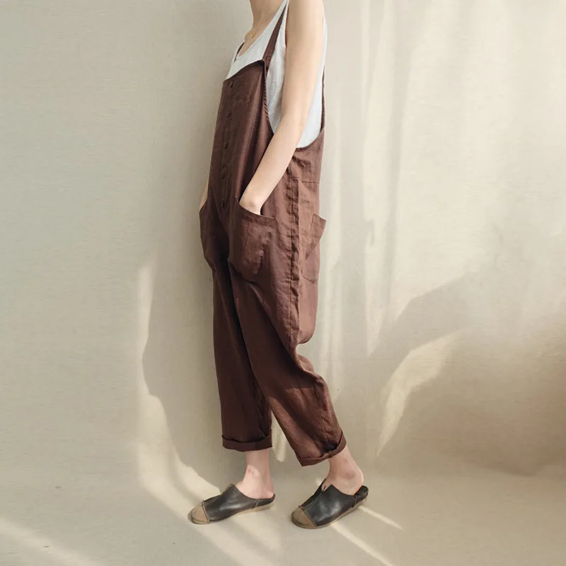 Large Size S-5XL 2019 Spring and Summer New Women's Jumpsuit Casual R Cotton and Linen Breathable Women's Overalls Large Size S-5XL 2019 Spring and Summer New Women's Jumpsuit Casual R Cotton and Linen Breathable Women's Overalls