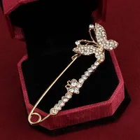 Большой брошь-булавка со стразами пряжка на плащ ручной работы со стразами бабочка Брошь Пальцы для женщин шарф для вечеринок ювелирные изделия - изображение