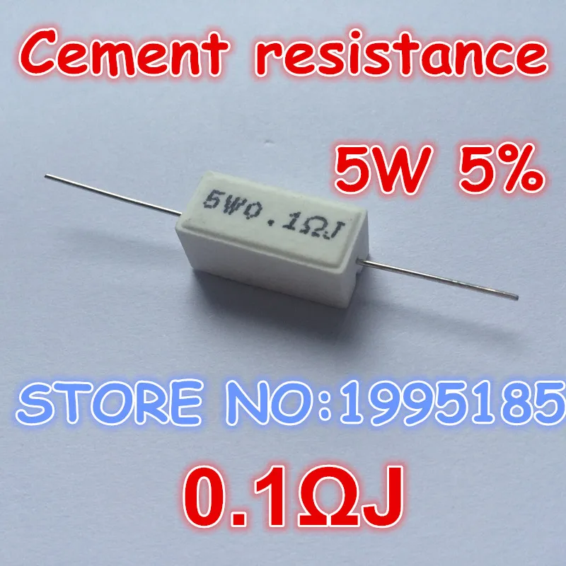 10pcs/lot 5W 5 0.1R J 0.1 Ohm Ceramic Cement Power Resistorin