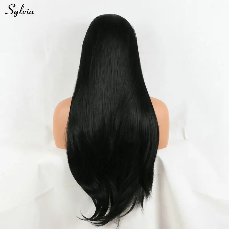 black long silky straight wig (1)
