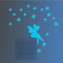 Светящийся мультяшный переключатель наклейки светится в темноте кошка наклейка флуоресцентная Фея луна звезды наклейка детская комната украшение домашний декор