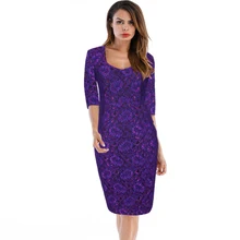 Женские винтажные элегантные вечерние платья большого размера s с рукавом до локтя, Цветочная кружевная вышивка, облегающие платья-карандаш размера плюс