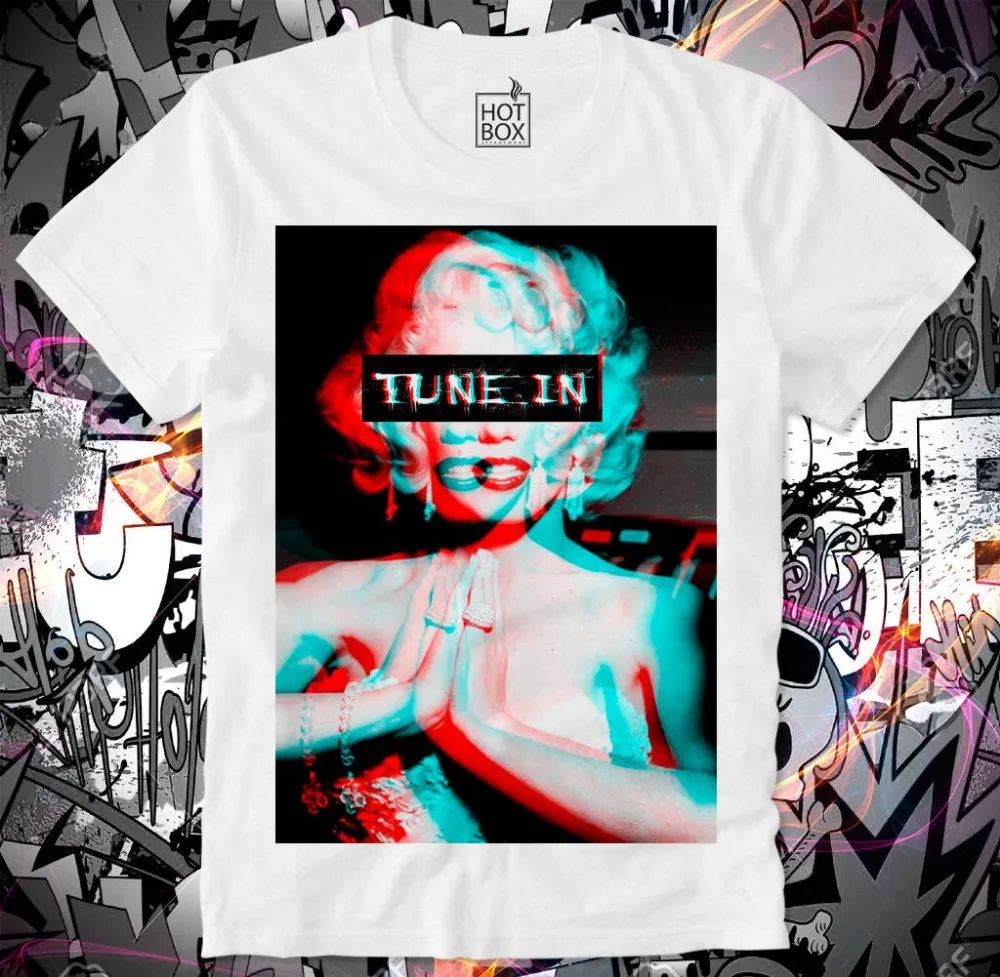 

HOTBOX T SHIRT TRIPPY PSYCHEDELIC MARILYN MONROE TUNE IN DROP OUT LSD MDM ACID