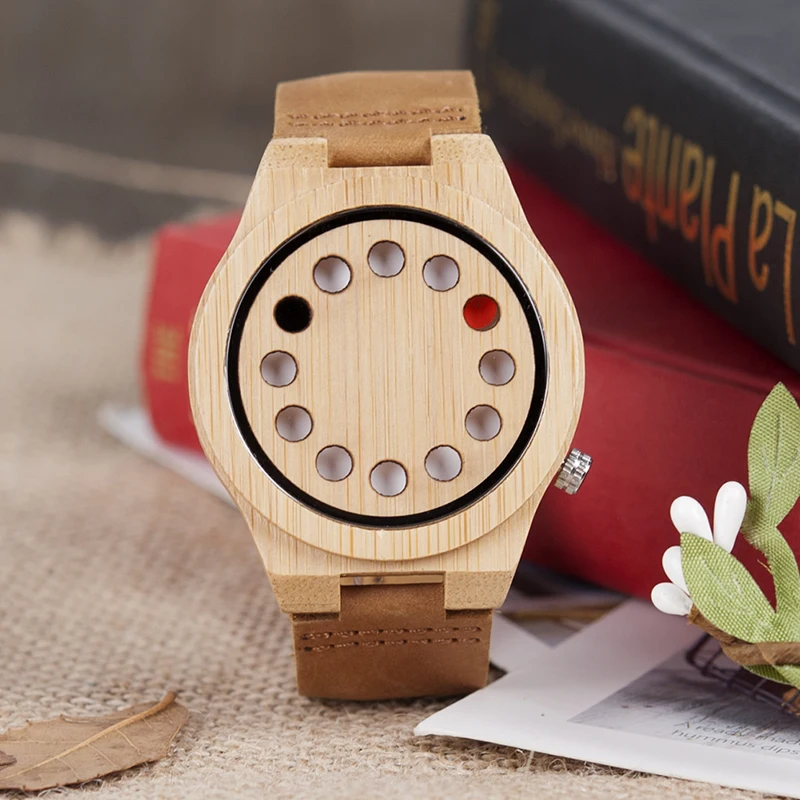 BOBO BIRD L-D08 Men Wooden Watch 12 Holes Brand Design High Quality Quartz Bamboo Watches for Men with Gift Box Drop Shipping