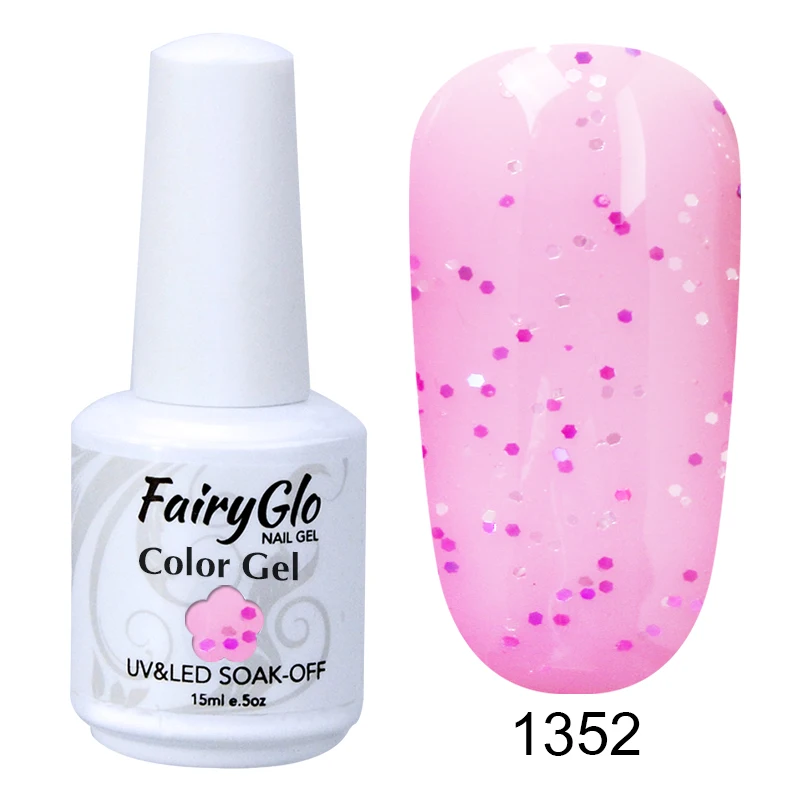 FairyGlo 15 мл чистый цвет УФ-Гель-лак замачиваемый Гель-лак для ногтей Vernis Полупостоянный художественный Гель-лак для ногтей маникюрный лак - Цвет: 1352