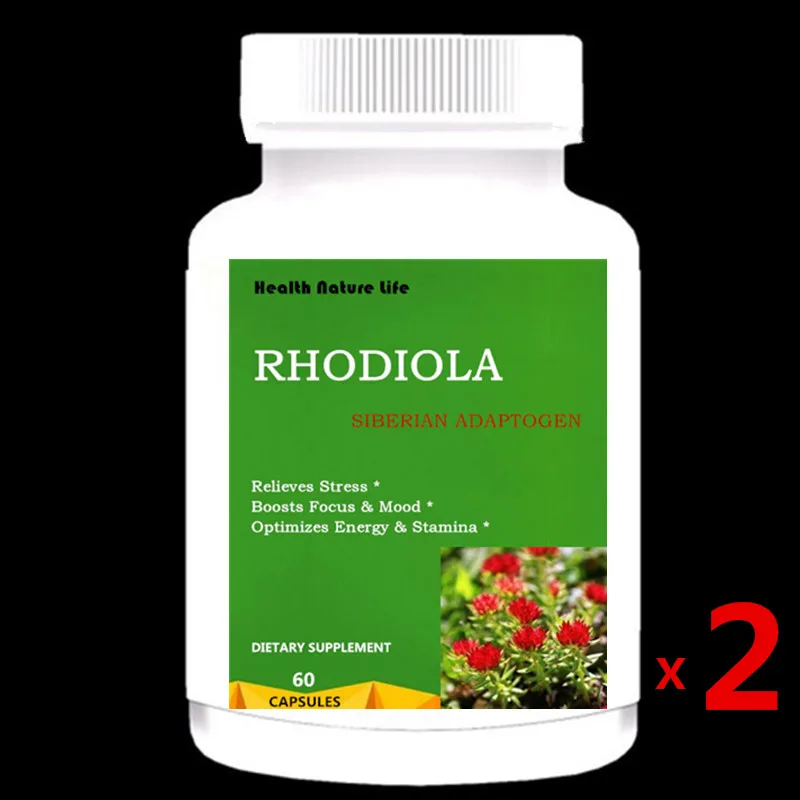 Родиолы розовой 600 мг-экстракт корня сибирской 3% розавины и 1% слюдрозида-для снятия стресса, настроения, фокуса и энергии - Цвет: 2 bottles