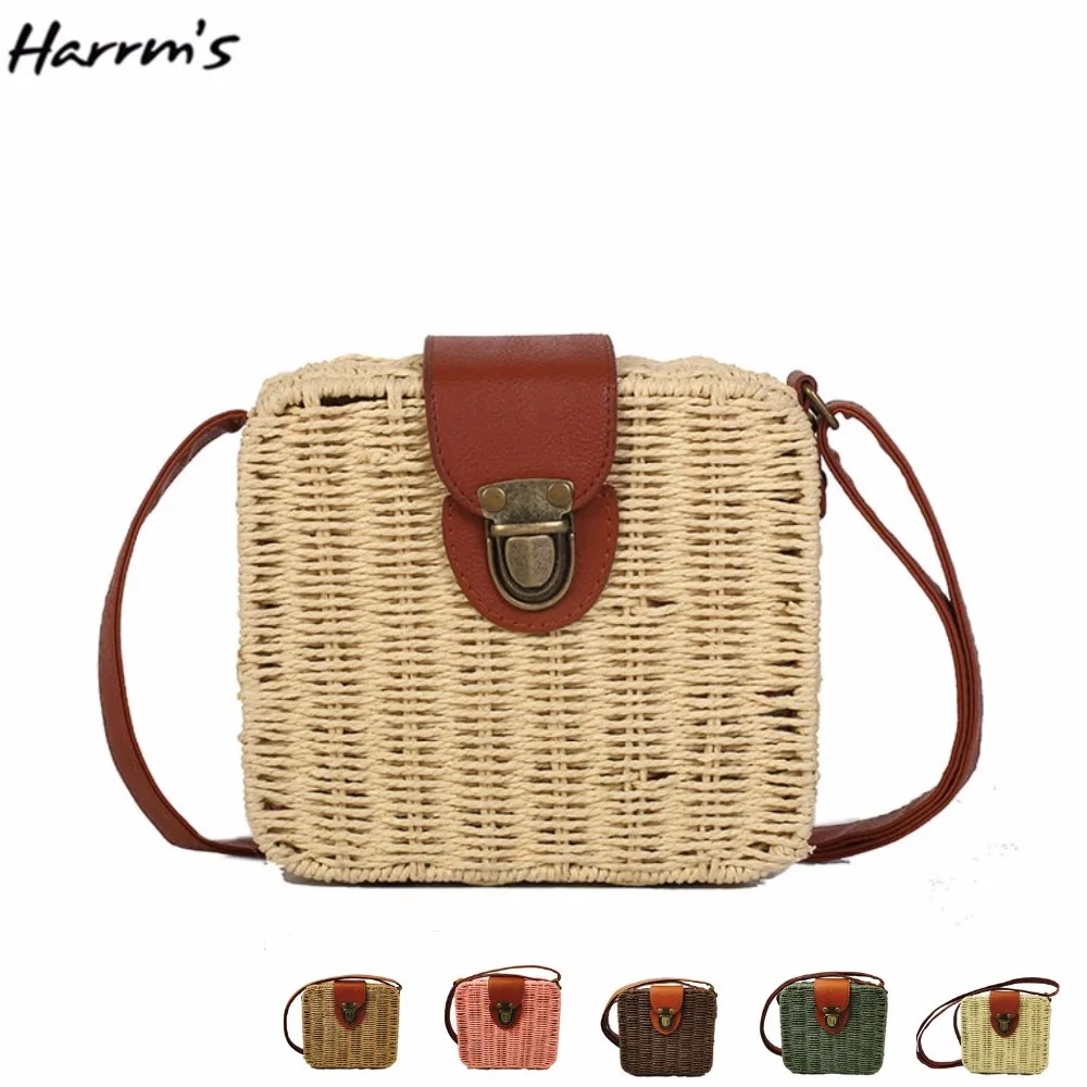 

HOT Candy Color Beach Bag Travel Handmade Women Straw Bag Sweet Hot Casual Holiday Crossbody Bag Vintage Handbags Birthday Gift