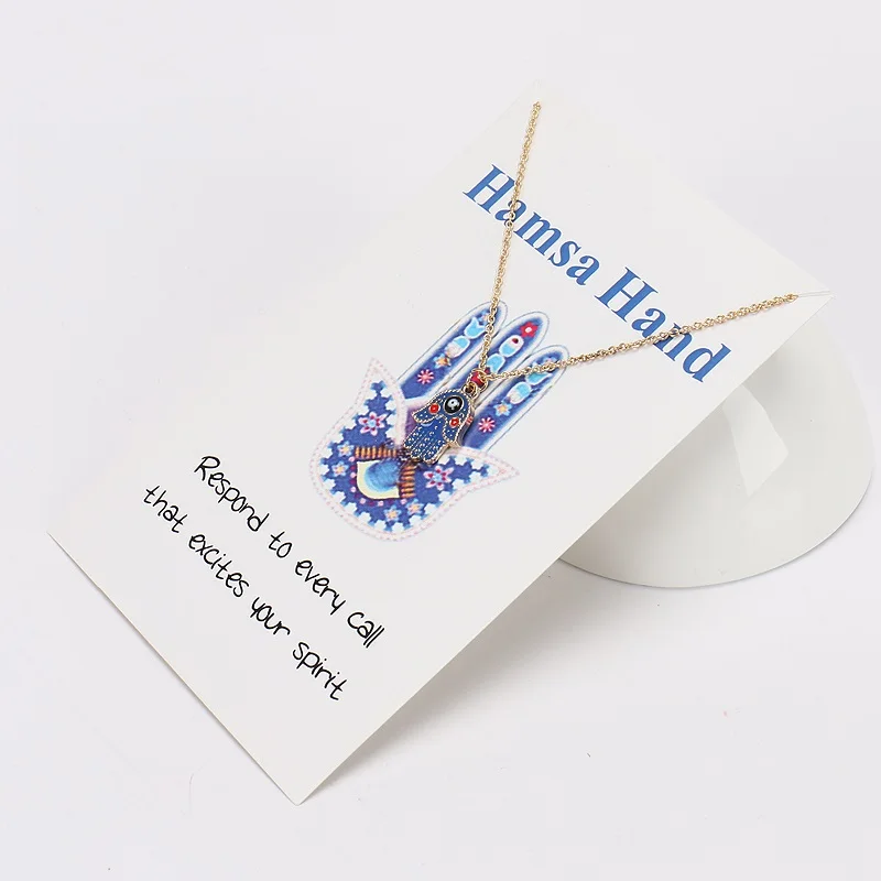 

Yishan 1pc Simple Hamsa Hand Charms Clavicle Necklaces For Women Statement Wish Card Necklaces Jewelry CN46