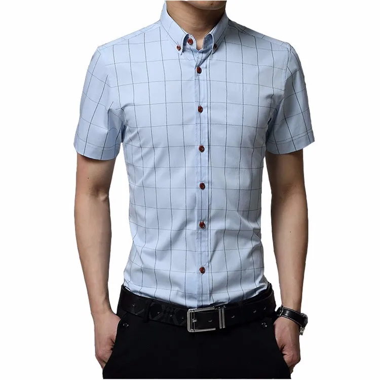 2016-New-Brand-Mens-Dress-Shirts-Short-Sleeve-Striped-design-in-Cotton-Base-Slim-Fit-Shirt (3)