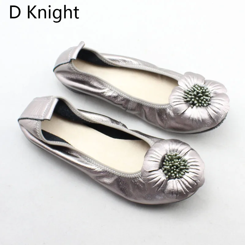 2018 Spring Women Flats Shoes Women Genuine Leather Shoes Woman Ballet Flats Flower Round Toe Loafers Slip On Ballerines Flats  (12)