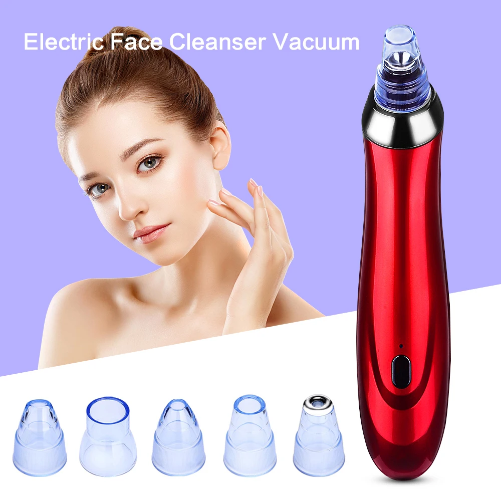 

Electric Face Cleanser Vacuum Facial Skin Care Blackhead Acne Remover Machine 5 Cosmetology Heads + 5 Sponges + 3 Suction Level