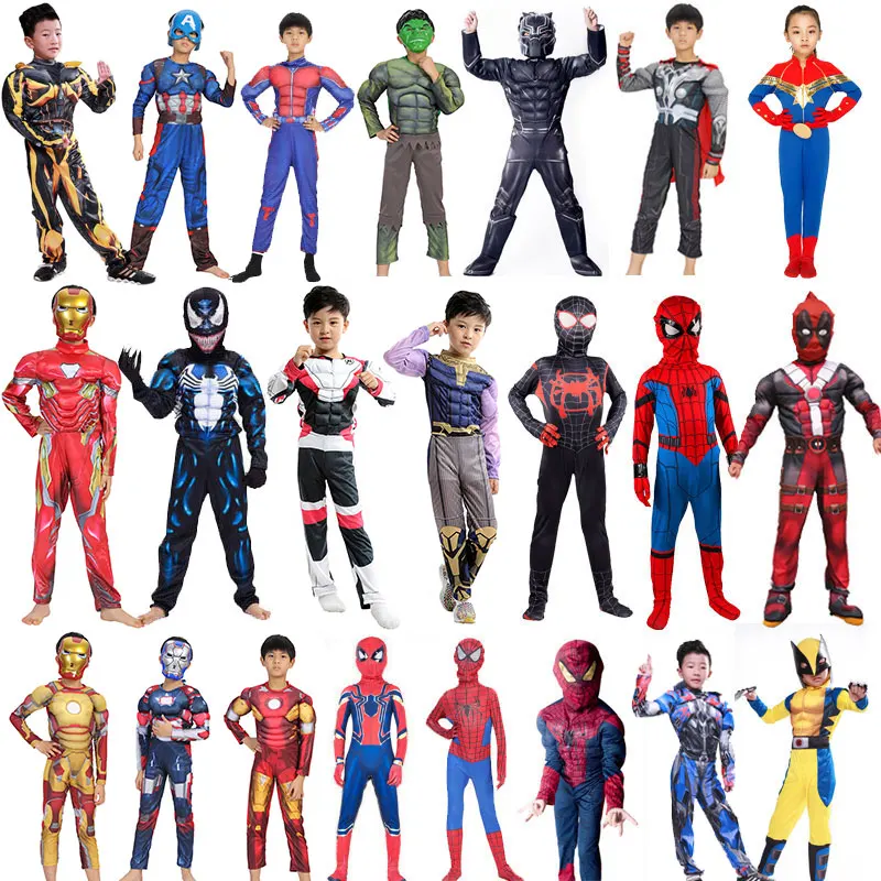 

Spiderman Superman Iron Man Cosplay Costume for Boys Carnival Halloween Costume for Kids Star Wars Deadpool Thor Ant man Panther