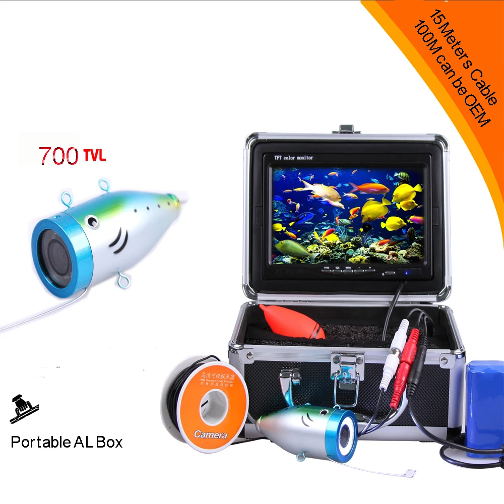 

15Meter Deepth Cable of Super Mini 700TVL Underwater Camera With 8pcs White LED & 3.5" Digital LCD Monitor & Floating Fish Ball