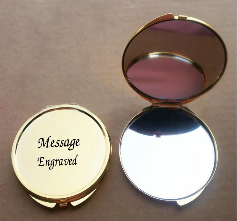 (100 pieces/Lot) PERSONALIZED GOLDEN MIRROR Compact Mirror favors