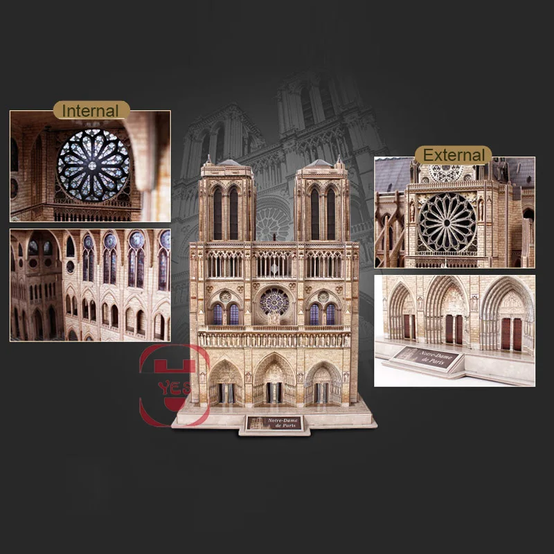 1:250 Notre Dame de Paris двусторонний открытый 3 dpanoramic Высокая имитационная модель головоломка Роза окна детская интеллигентая(ый) игрушка сувенир