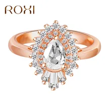 ROXI, обручальное кольцо, сверкающее, идеальный овальный вырез, циркон, камень, кольца для женщин, женские, для вечеринки, ювелирные изделия, розовое золото, anillos mujer, Прямая поставка