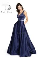 A-line Prom Dress Deep V-neck Sleeveless Satin Formal Evening Prom Dress Long Open Back Shining Stone Belt Girl Dress Party Gown girl summer children wedding dress formal long petal sleeveless satin princess party prom dress