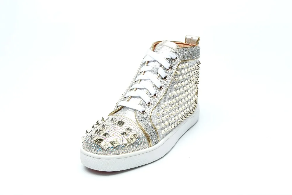 forme Femme Luxe De Chaussures Top Lace Plate Mode Tissu Show As High up Pointes Plat Sneakers Rivets Casual Paillettes Brillant Respirant cFK1lJ