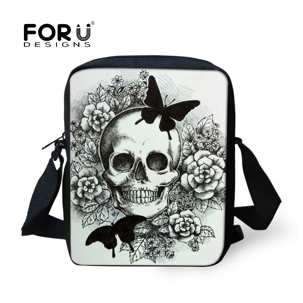 FORUDESIGNS Retro women messenger bags new designer ladies handbags punk skull printed mochila mujer rock femail crossbody bag