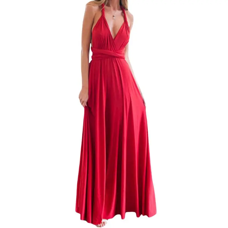 

Womens Sleeveless Convertible Multi Way Wrap Evening Party Maxi Long Dress Solid Color Bridesmaid Formal Prom Cocktail Dresses