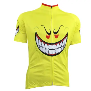 

Alien SportsWear Evil expression Pattern Men's Short Sleeve Quick Dry Bike Clothes Yellow Cycling Apparel Size XS-5XL