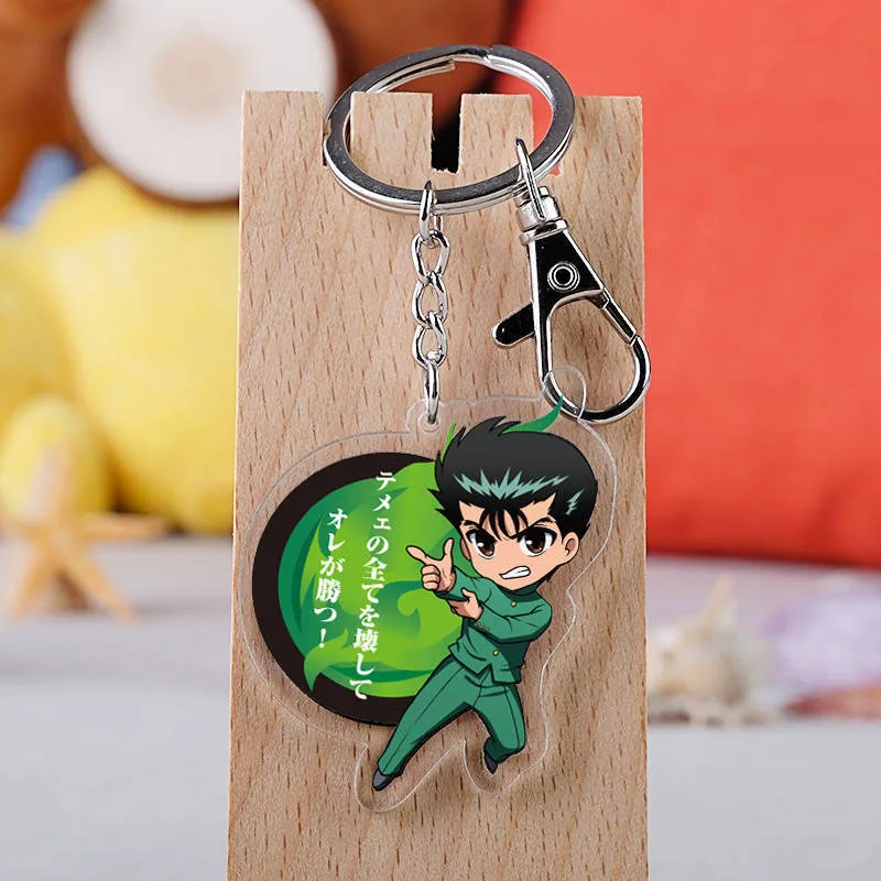 

Anime YuYu Hakusho keychain cartoon figure Urameshi Yuusuke Kuwabara Acrylic Pendants Key ring Christmas Gift