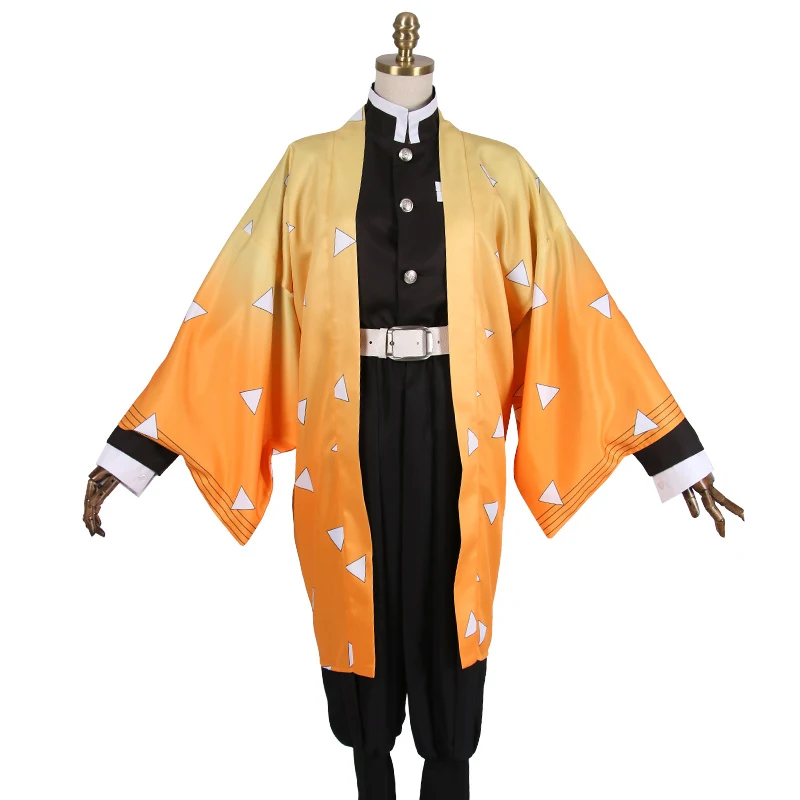 Аниме демон убийца агатсума зенитсу костюмы для косплея Kimetsu no Yaiba мужские кимоно костюмы на Хэллоуин - Цвет: Agatsuma Zenitsu