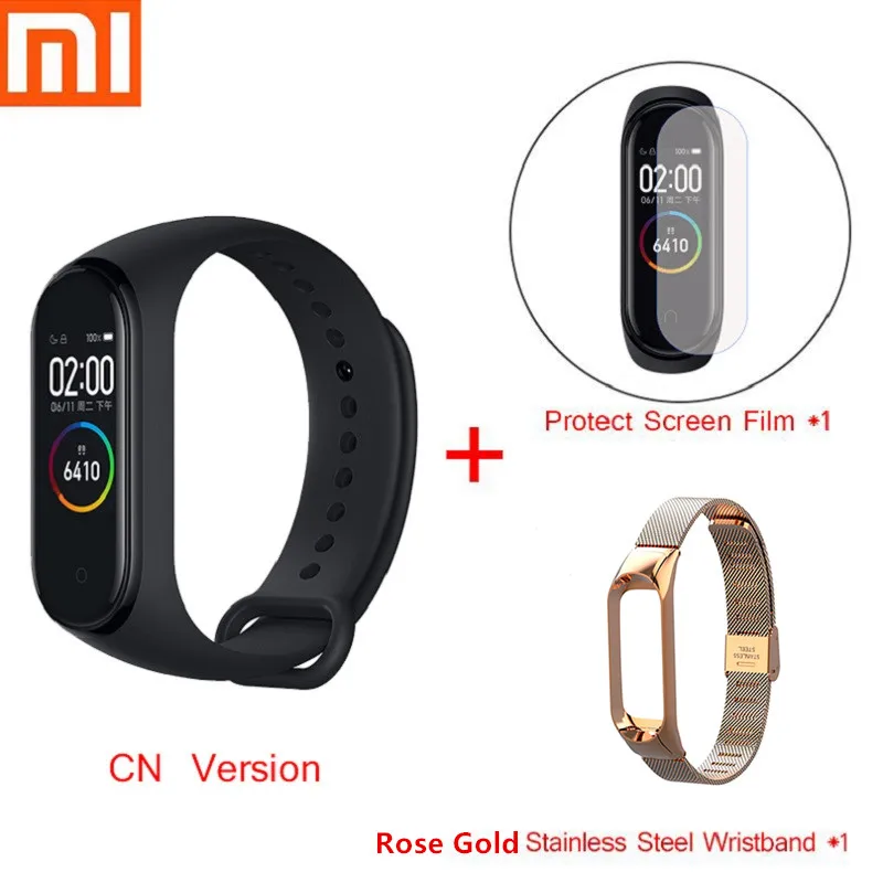 Xiaomi mi Band 4 фитнес-браслет 5ATM шагомер спортивный умный Браслет 0,9" цветной AMOLED экран mi Band 3 mi Band 4 глобальная версия - Цвет: CN Film Rose Gold