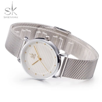 

Shengke Brand Quartz Wrist Watches Fashion Watches Women Casual Dress Luxury Sliver Ladies Rhinestone Waterproof Reloj Mujer SK