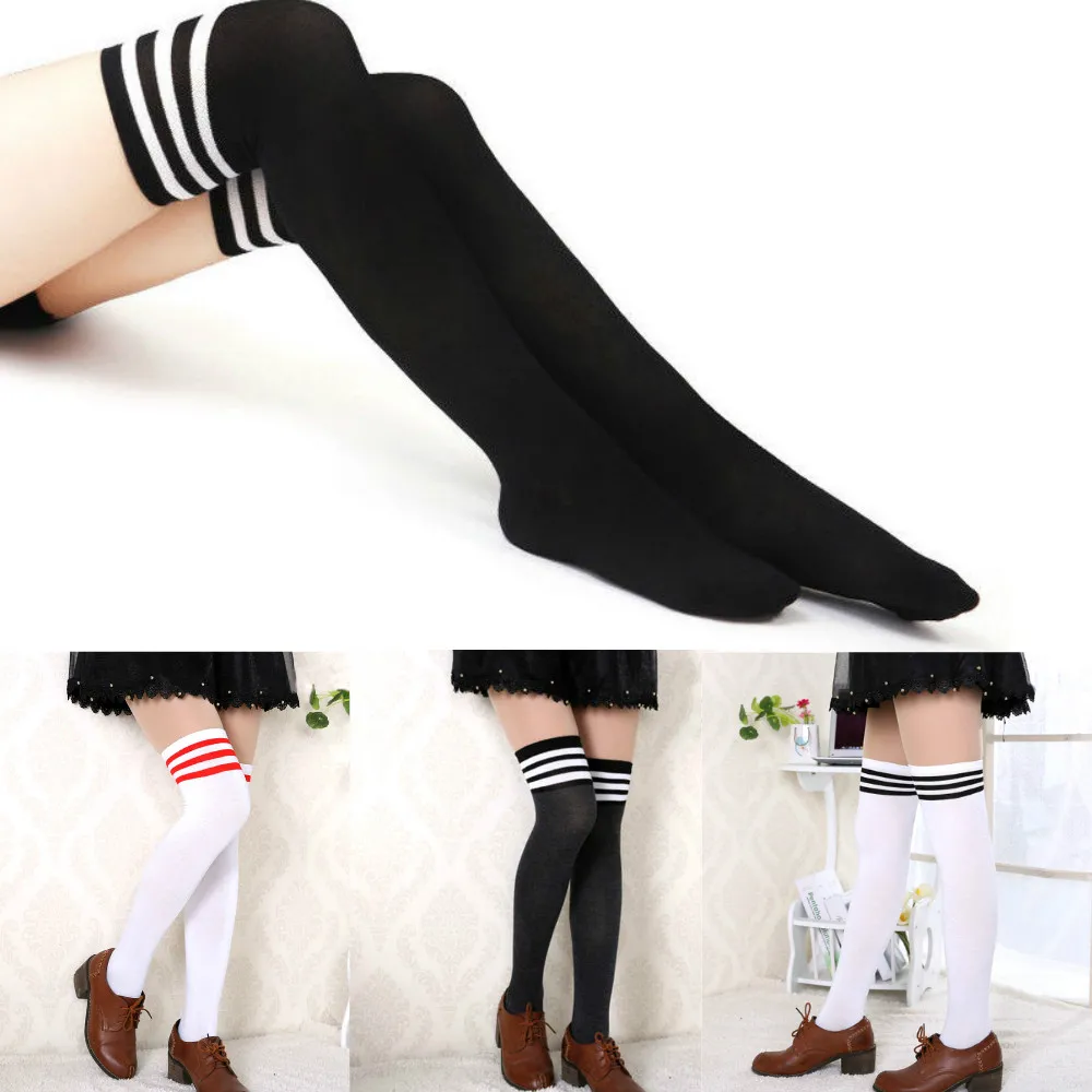 

School Style Autumn Sweet Women Girls Opaque Knit Over Knee High Stockings for 150-170cm Tall