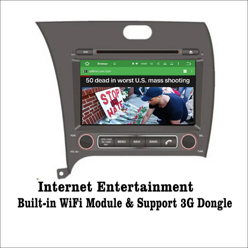 Cheap Liislee Android 7.1 2G RAM For Kia Cerato/K3/Forte Car Radio Audio Video Multimedia DVD Player WIFI DVR GPS Navi Navigation 2