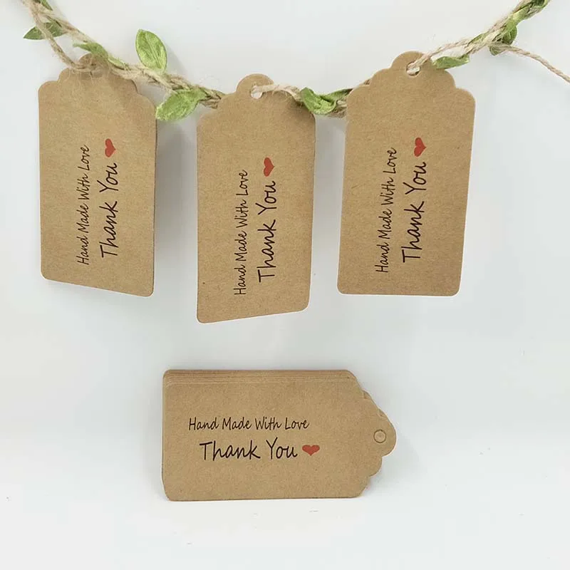 NecklaceTag Kraft 40x80mm DIY Jewelry Tag HandMade With Love Tag New Style High Quality Ture