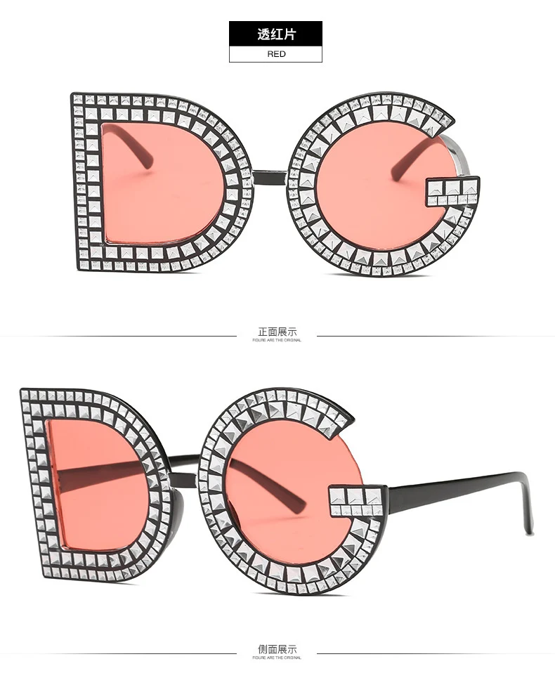 Shigeary D G Round Sunglasses 2019 New Women Square Luxury Eyewear Brand Crystal Sun glasses Ladies Fashion Bling Gemstone DG