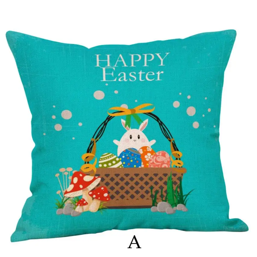 2018 New Pillow Case 45*45 Happy Easter Pillow Cases Linen Sofa Cushion Cover Home Decor Pillow