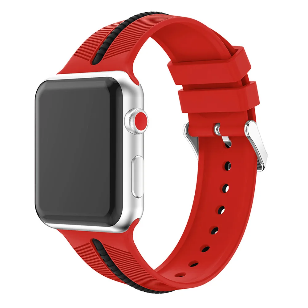Спортивный силиконовый ремешок для наручных часов Apple watch Series 4 3 2 1samrt мужские