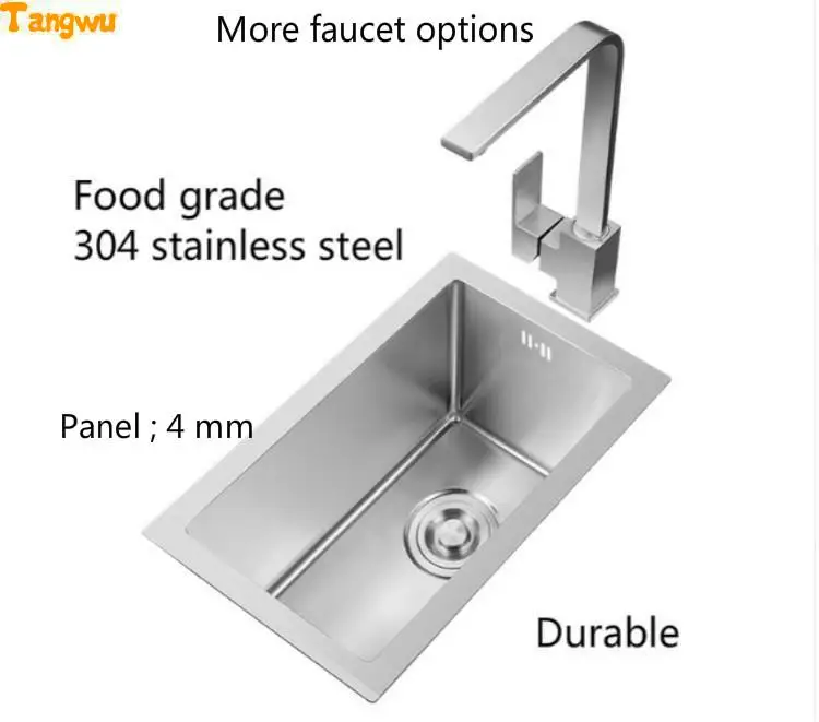Бесплатная доставка Роскошные кухня ручная раковина одного корыта квартира 304 нержавеющая сталь сделать блюда мини Лидер продаж 280x380 мм