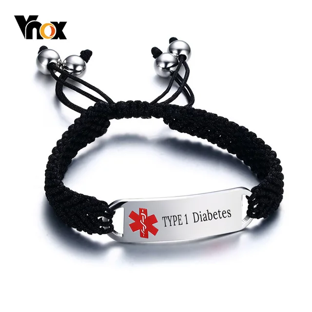 Vnox Free Engraving Medical Bracelets Id For Men Stainless Steel Vnox Free Engraving Medical Bracelets Id For Men Stainless Steel Emergency Alert Jewelry Braided Chain Adjule