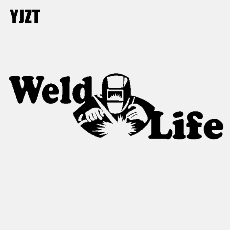 

YJZT 17CM*5.2CM Fashion Reflective Weld Life Vinyl Car Window Sticker Decal Black Silver C11-1609