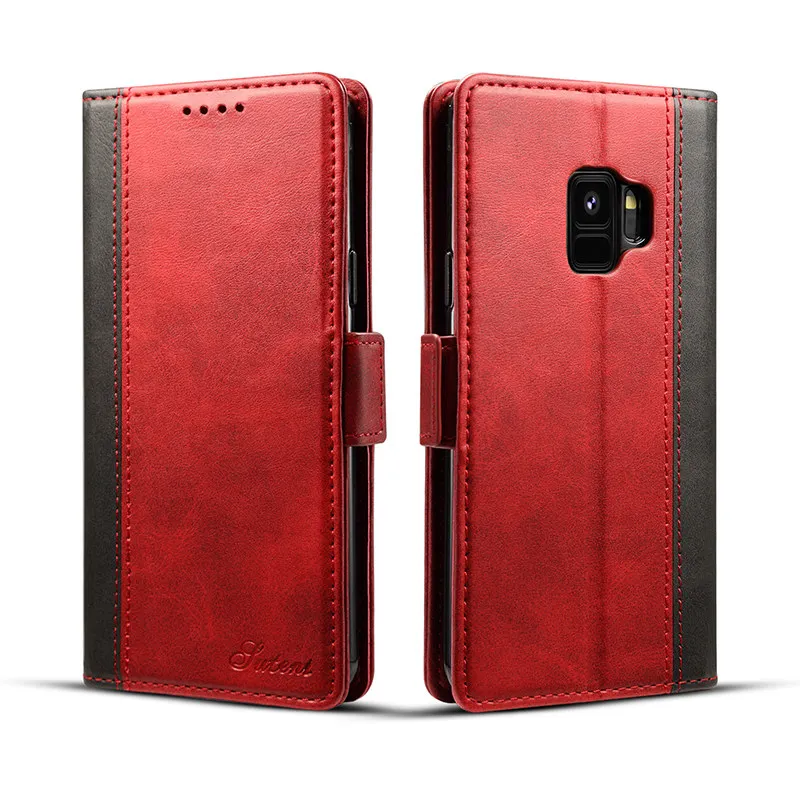 Чехол-раскладушка кожаный бумажник чехол для samsung Galaxy S9 плюс карманом для карт чехол-кобура для мобильного телефона с рукавом в виде ракушки для samsung S9 Fundas Capa - Цвет: Красный