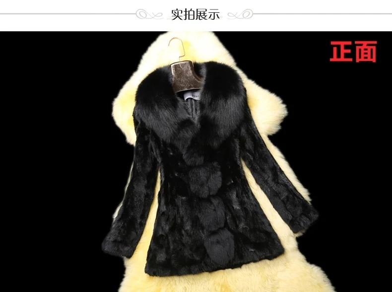 Роскошная Шуба из натуральной норки куртка с большим лисьим воротником тонкий пояс зимняя женская меховая верхняя одежда размера плюс 3XL 4XL 5XL