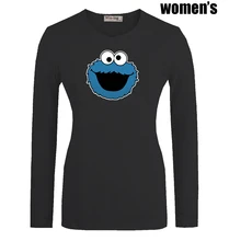 Funny Blue Cookie Monster Monsta Printed T Shirt Newest Casual Long Sleeve High quality Women s